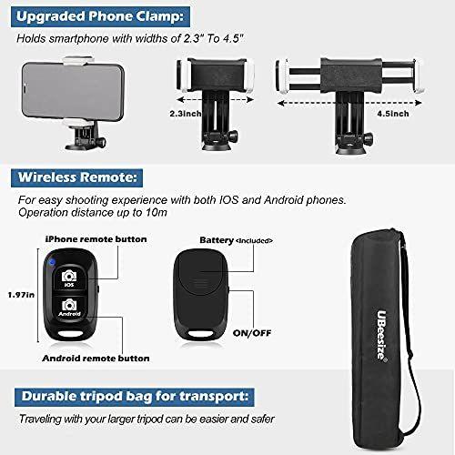 Imagem de Tripé de câmera UBeesize 67 com saco de viagem, tripé de celular com controle remoto sem fio e suporte telefônico, compatível com todas as câmeras, celulares, projetor, webcam, escopos de localização