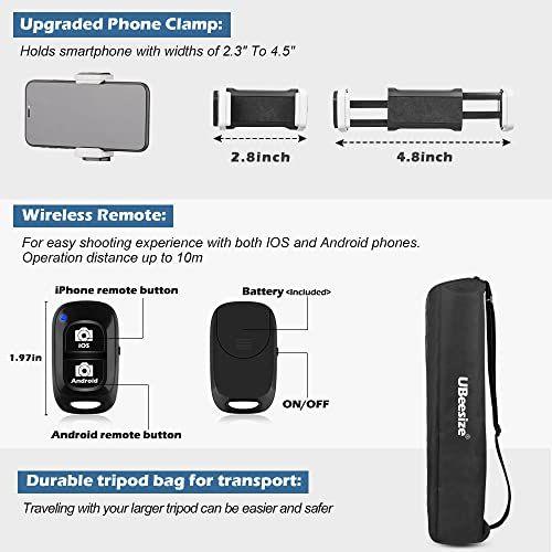 Imagem de Tripé de câmera UBeesize 67 com saco de viagem, tripé de celular com controle remoto sem fio e suporte telefônico, compatível com todas as câmeras, celulares, projetor, webcam, escopos de localização