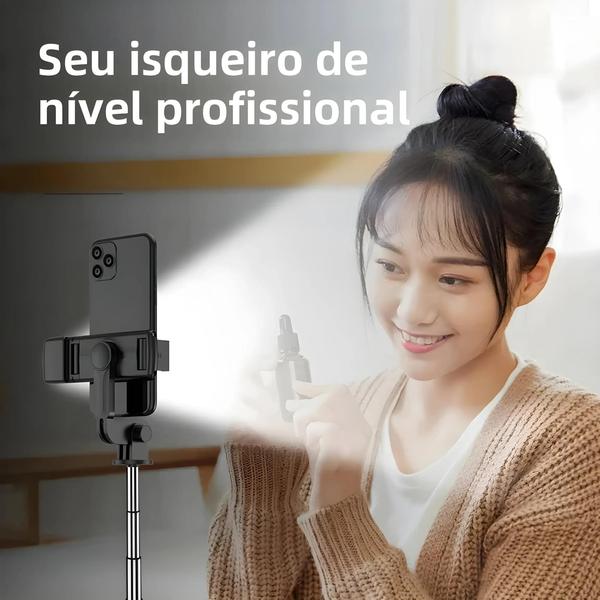 Imagem de Tripé De Selfie Sem Fio Bluetooth Com Obturador De Luz De Preenchimento Remoto Monopé Dobrável