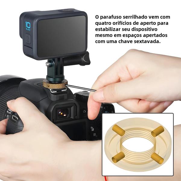Tripé e Monopé GoPro Hero 11/10/9/8/7/6/5/4 - Adaptador de Parafuso 1/4" para DJI Action Camera Imagem de Tripé e Monopé GoPro Hero 11/10/9/8/7/6/5/4 - Adaptador de Parafuso 1/4" para DJI Action Camera