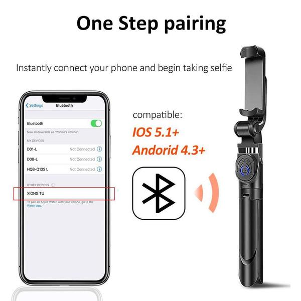 Imagem de Tripé Estabilizador Bastão Celular Iphone Smartphone Gravação Vídeo Foto Controle Bluetooth