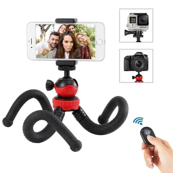 Imagem de Tripé Flexível para Celular / GoPro / Câmeras DSLR + Controle Remoto Bluetooth