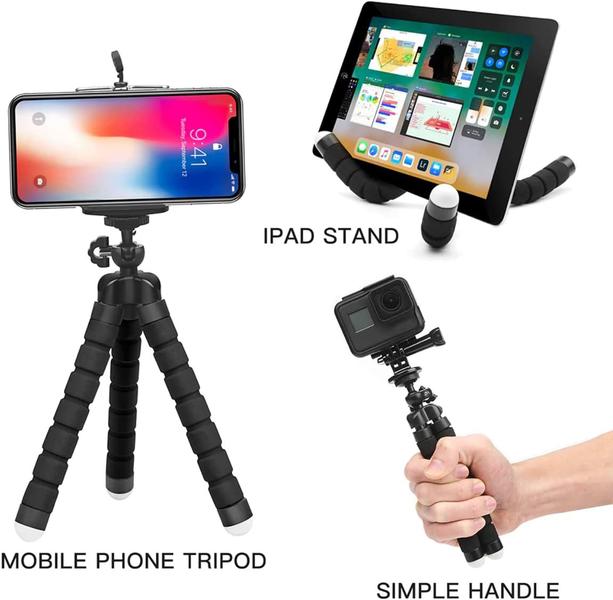 Imagem de Tripé Flexível  Tripod  Acessório Câmera G Com Suporte Celular e Camera