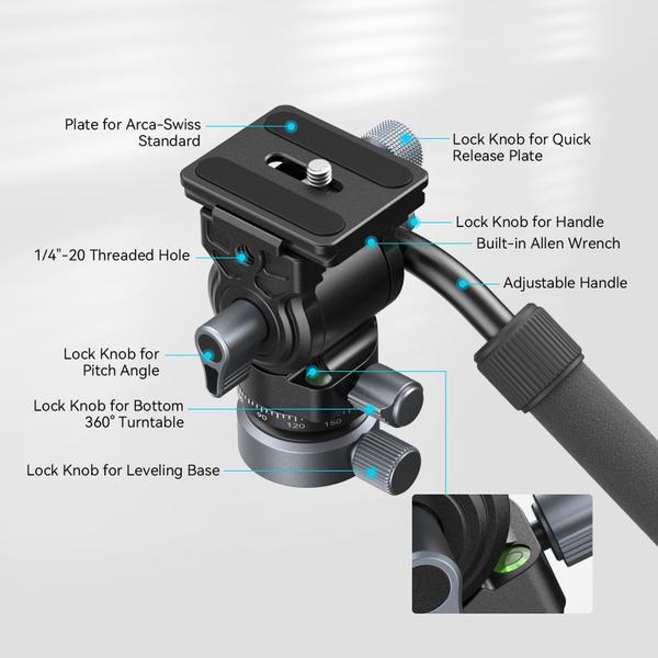 Imagem de Tripé Pan Tilt Head Fluid Head SmallRig CH20 Load 4 kg