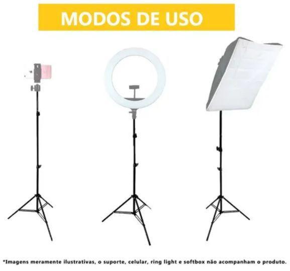 Imagem de Tripé Pedestal 1,60 metros suporte para celular iluminação estúdio câmera filmagem