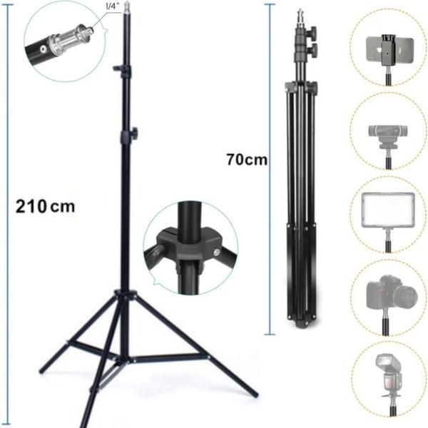 Imagem de Tripé Pedestal 2m Suporte Câmera Filmadora Projetor + Cabeça Plataforma Articulada