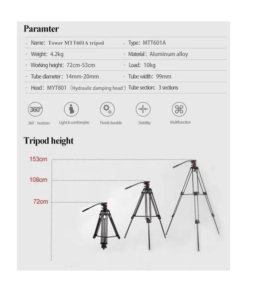 Imagem de Tripé Profissional Cabeça Flúida Hidraulica Dslr Filmadora