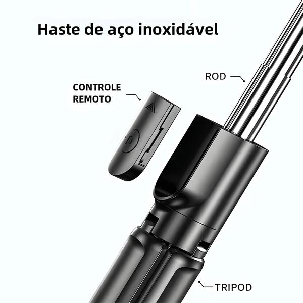 Imagem de Tripé Selfie Stick Bluetooth com Controle Remoto e Luz de Preenchimento