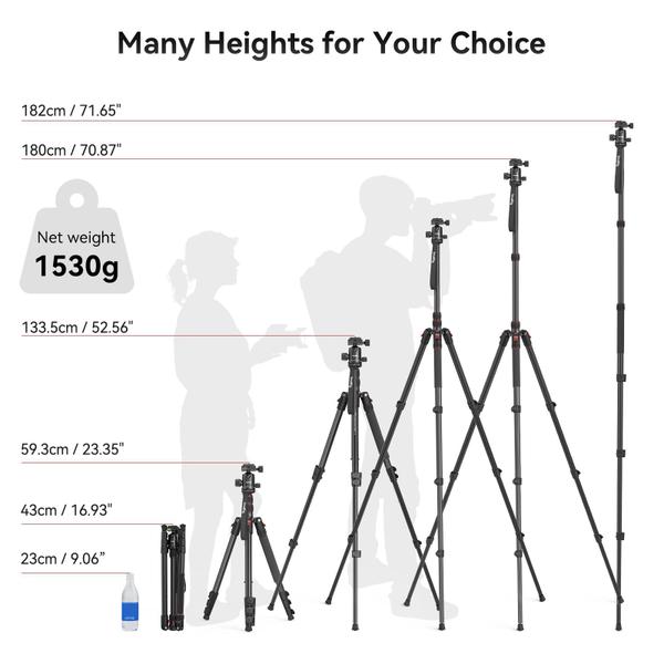 Imagem de Tripé SMALLRIG CT-10 Tripé de câmera dobrável em alumínio 71cm