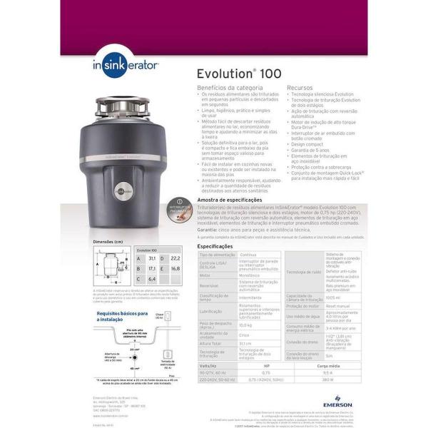 Imagem de Triturador de Alimentos para Pia EVO100 120V (0,75HP) - InSinkErator