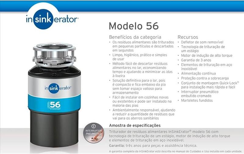 Imagem de Triturador De Alimentos Pias e Cubas InSinkErator 56 220v