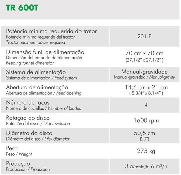 Imagem de Triturador De Galhos, Troncos P/ Trator TR 600T Trapp