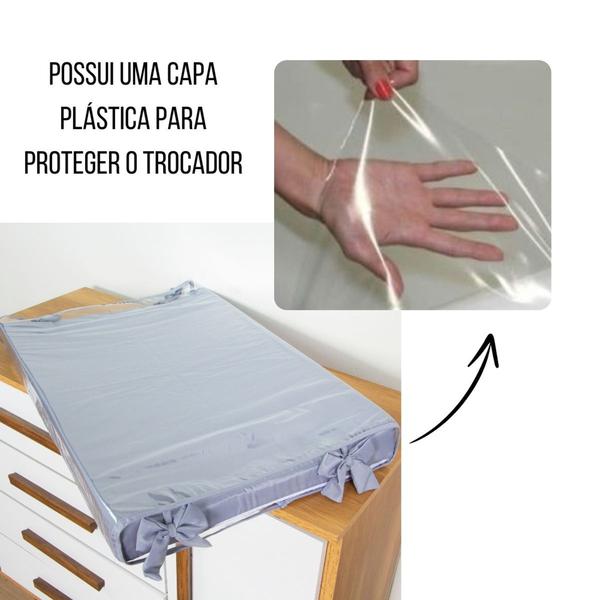 Imagem de Trocador Anatômico c/ Capa Plástica de Cômoda Para Bebê Menina Menino