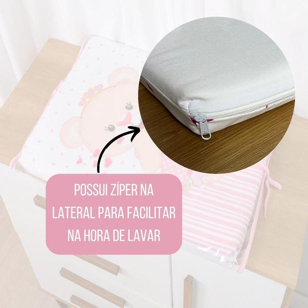 Trocador de Fraldas c/ Capa Plástica Cômoda e Berço Bebê Menina Menino - Maria's Baby Imagem de Trocador de Fraldas c/ Capa Plástica Cômoda e Berço Bebê Menina Menino