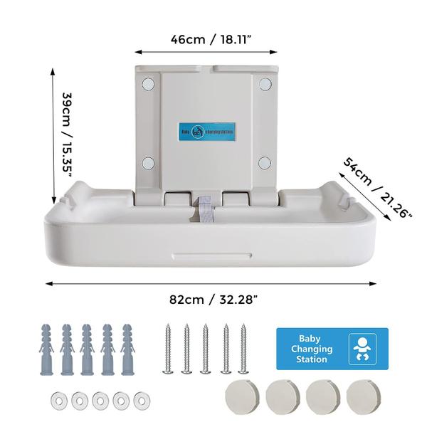 Imagem de Trocador de fraldas KSITEX, trocadores de fraldas montados na parede, estação dobrável, shoppings/hotéis/aeroportos comerciais