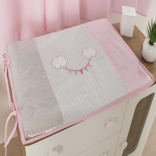 Imagem de Trocador Para Cômoda De Bebe 02 Peças 70cm x 50cm Tecido Misto Menina Balão - Rosa