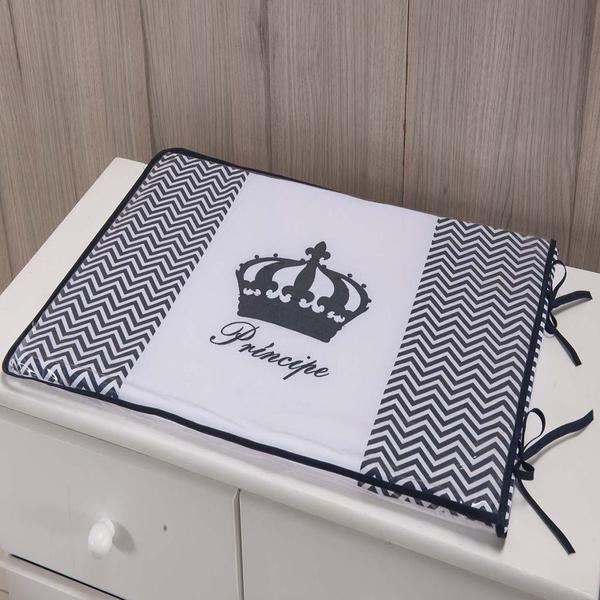 Imagem de Trocador Para Cômoda De Bebe 02 Peças 70cm x 50cm Tecido Misto  Menino Príncipe Imperial - Azul Marinho