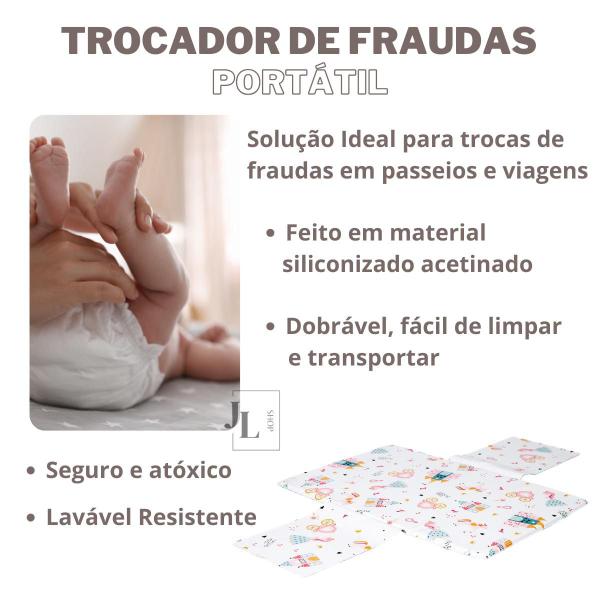 Imagem de Trocador Portátil Bebê Impermeável Acolchoado Bolsos Lateral