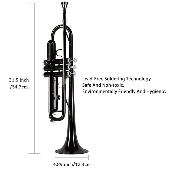 Imagem de Trompete EASTROCK Bb Standard com estojo, luvas e bocal 7C