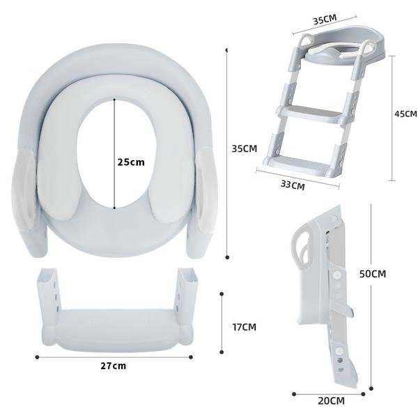 Imagem de Troninho Com Escada Infantil Assento Redutor Vaso Sanitário Criança Elevação Bebe Banheiro Casa Pratico Aprendizado Desfralde