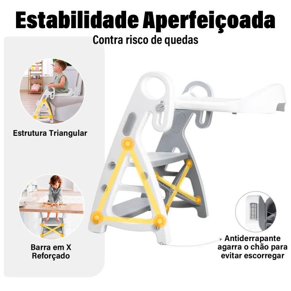 Imagem de Troninho Com Escada Infantil Assento Redutor Vaso Sanitário Criança Elevação Bebe Banheiro Casa Pratico Aprendizado Desfralde