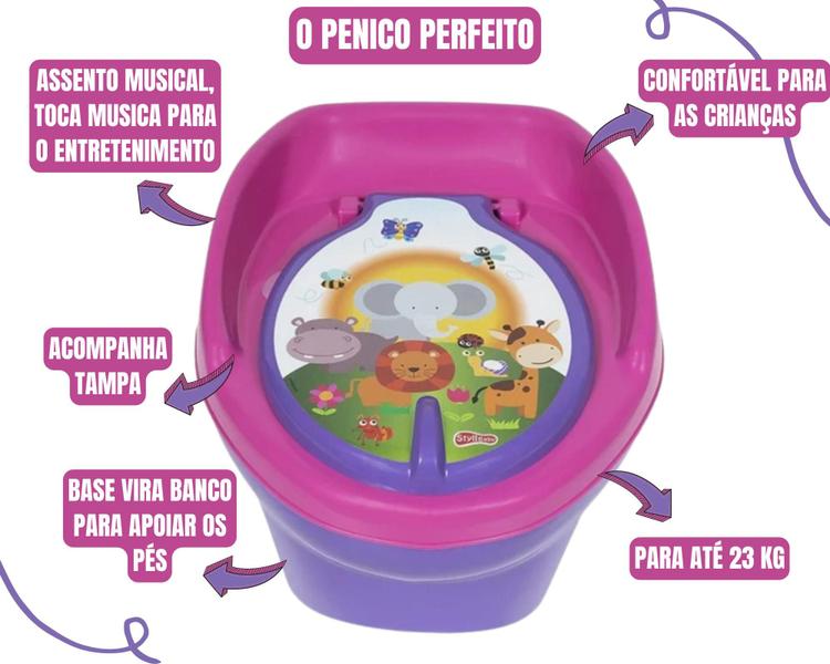 Imagem de Troninho Infantil Musical Penico Infantil 3x1 Assento Sanitário Pinico Crianças