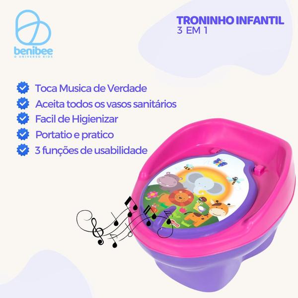 Imagem de Troninho Infantil Musical Penico Pinico Assento Redutor Bichinhos Styll Baby