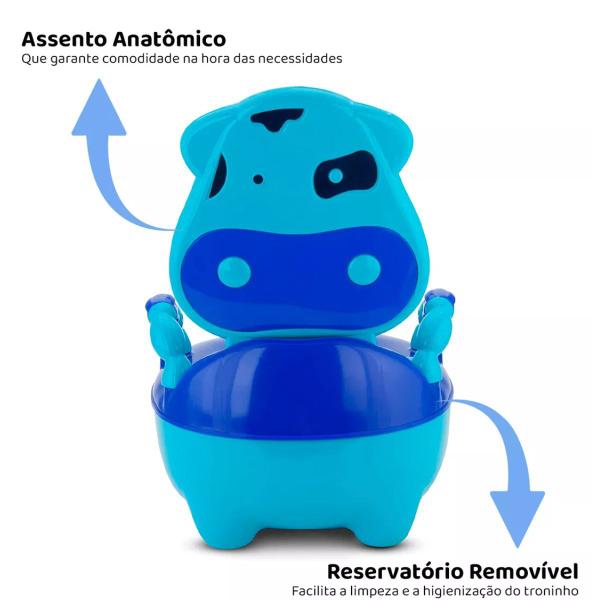 Imagem de Troninho Musical Penico Infantil Menino Azul Piniquinho Pinico Vaso Desfralde Assento + Cuecas Sortidas