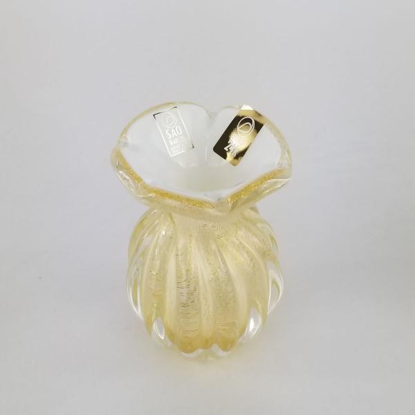 Imagem de Trouxinha de Murano Cristal São Marcos - Branco com Ouro 24K