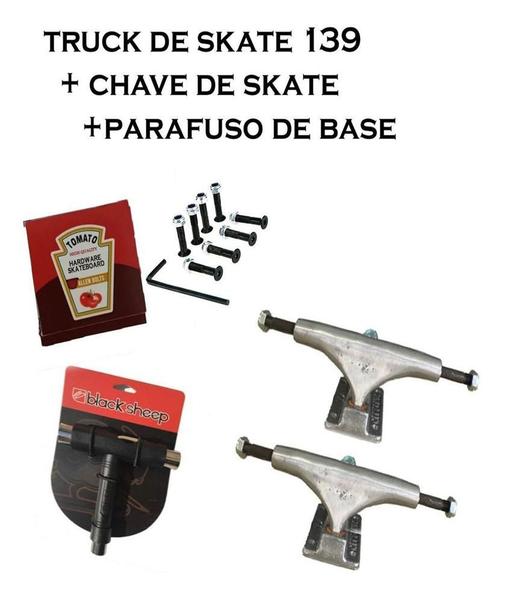 Imagem de Truck De Skate 139mm + Chave De Montagem + Parafusos De Base