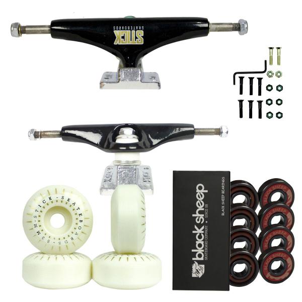 Imagem de Truck Para Skate Com Roda, Rolamento Black Sheep Black e Parafusos de Base 