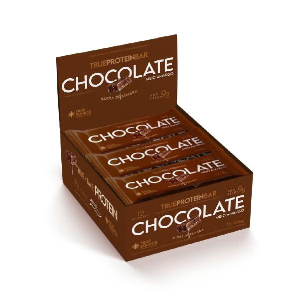 True protein bar chocolate meio amargo display c/ 12unid true source Imagem de True protein bar chocolate meio amargo display c/ 12unid true source