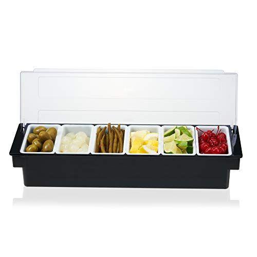 Imagem de True Tray-6 Pastilhas removíveis e ice reservoir bar caddy com tampa para enfeites, acessório bartender para receitas de coquetel, plástico, conjunto de 1, preto