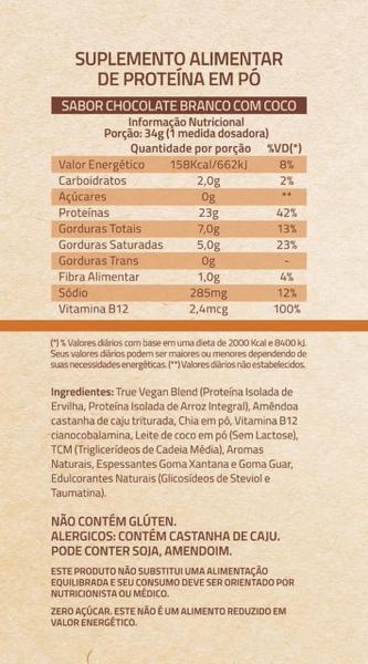 Imagem de True Vegan 837G Sabor Chocolate Branco Com Coco