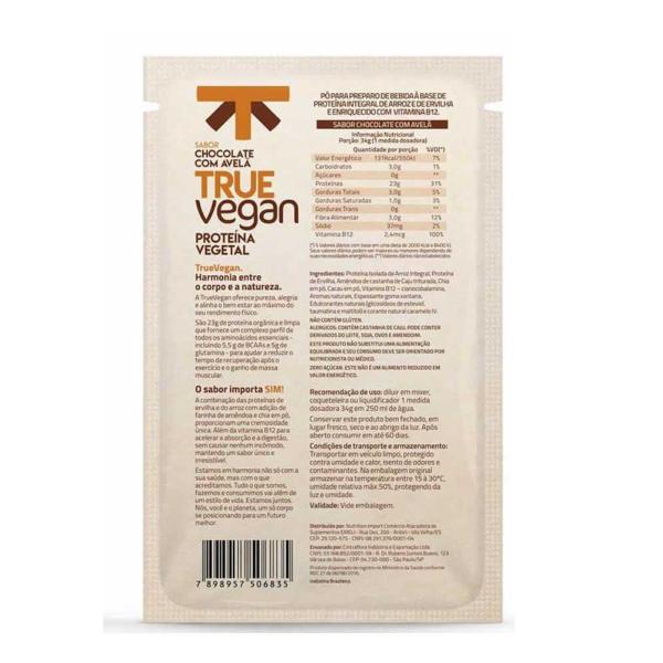 Imagem de True Vegan Chocolate Com Avela - Sachê 34G - True Source