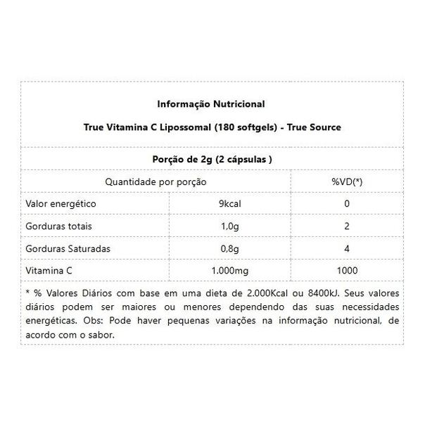 Imagem de True Vitamina C Lipossomal (180 caps) - Padrão: Único