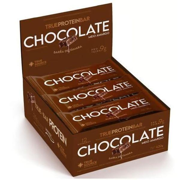 Imagem de TrueProteinBar Choc Meio Amargo Barra Tamara 12uni - True Source