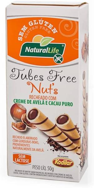 Imagem de Tubes Free Nut's Recheado Com Creme De Avelã E Cacau Puro Natural Life 50 g