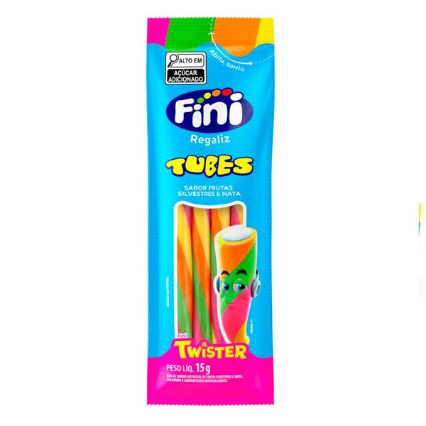 Imagem de Tubes Twister Frutas Silvestres e Nata - 180g - 12 unidades - Fini - Rizzo