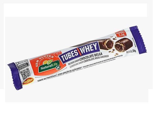 Tubes Whey Chocolate Belga, Chocolate Meio Amargo 12X30G - Kodilar Imagem de Tubes Whey Chocolate Belga, Chocolate Meio Amargo 12X30G