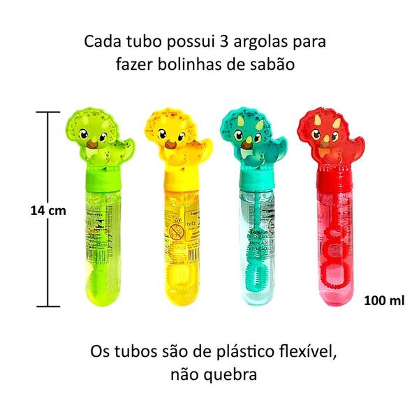 Imagem de Tubo Bolha De Sabão Dinossauro Infantil Lembrança Festa 12 unidades
