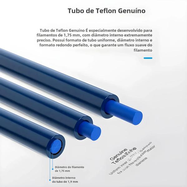 Imagem de Tubo Bowden PTFE Azul para Impressora 3D Ender 3 V2 - 1m ou 2m - 1,75mm