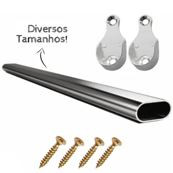 Imagem de Tubo Cabideiro 55cm Oval Arara Para Guarda Roupas