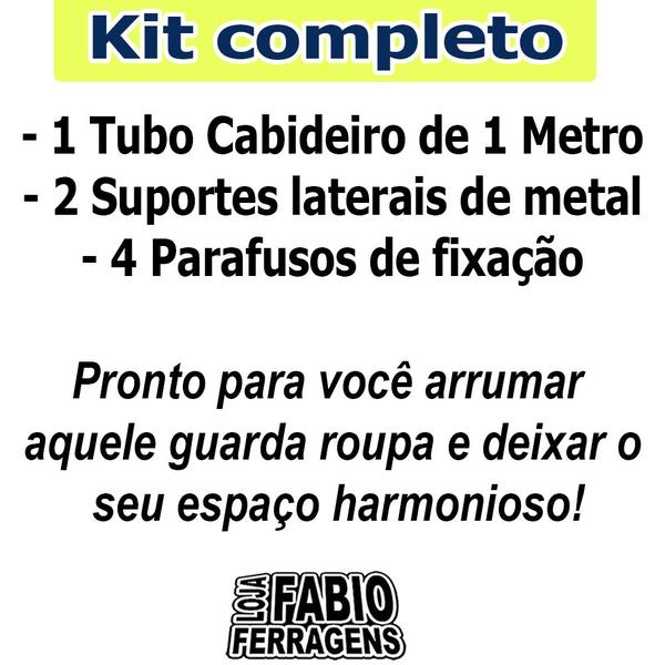 Imagem de Tubo Cabideiro Closet Expositor Guarda Roupa De 1 Metro Redondo