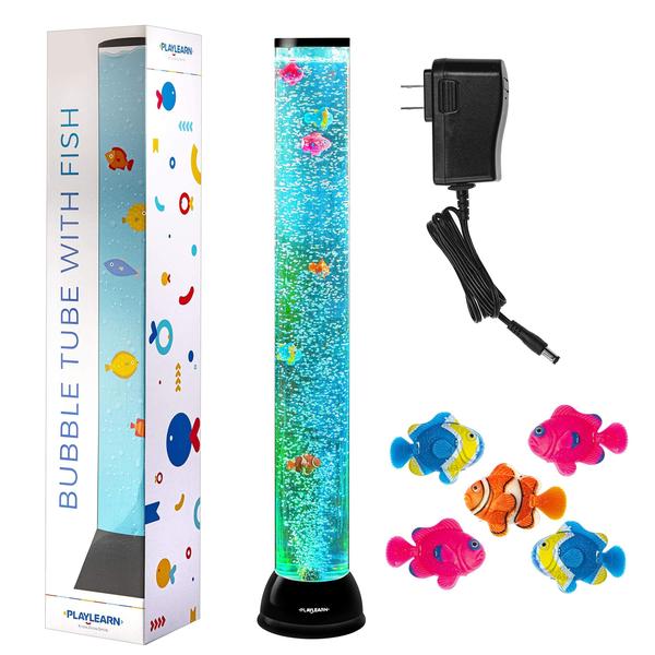 Imagem de Tubo de bolha sensorial Playlearn 82 cm com 8 peixes falsos e luzes LED