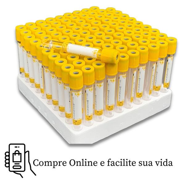 Imagem de Tubo De Coleta 5ml Gel Ativador De Coagulo Tubo Amarelo Com 100 Unidades