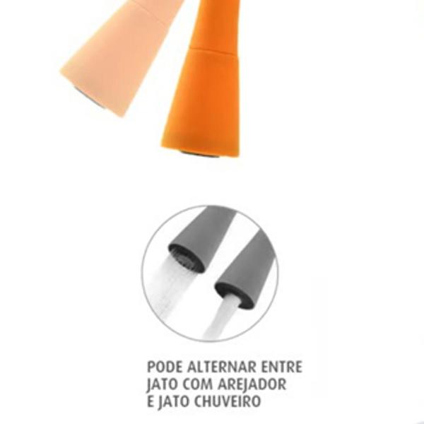 Imagem de Tubo De Torneira De Cozinha Mesa Bancada Gourmet Luxo 2 Jatos Laranja Detalhe Cromado - IMPÉRIO IND