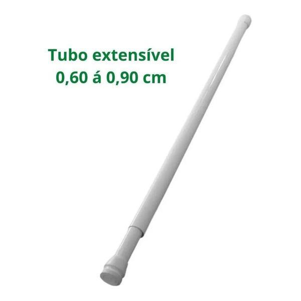 Imagem de Tubo Extensível Multiuso Branco Cortina Armário 60 a 90Cm