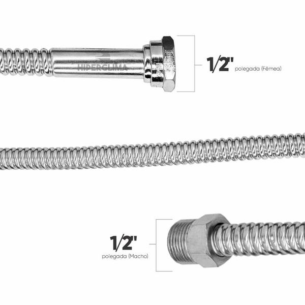 Imagem de Tubo Flexível De Alta Vazão 40cm 1/2"M X 1/2"F Haenke