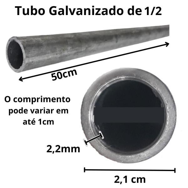 Imagem de Tubo Galvanizado 1/2 Com 40Cm Suporte Pia Lavatorio Bancada